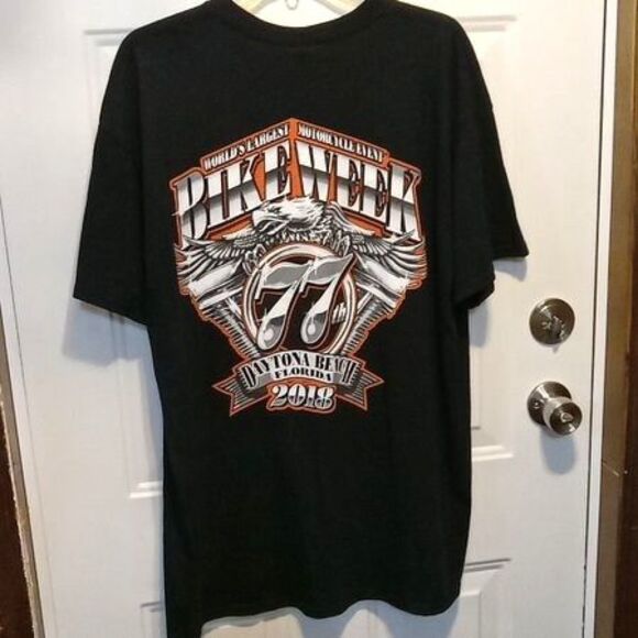 Daytona Beach Bike Week 77th Anniversary 2018 Men’s Black T-Shirt XXL NWT - Picture 5 of 7